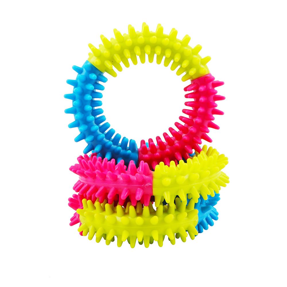 Pet toys tri-color rubber prickly ring dog molars bite-resistant toys dog toy